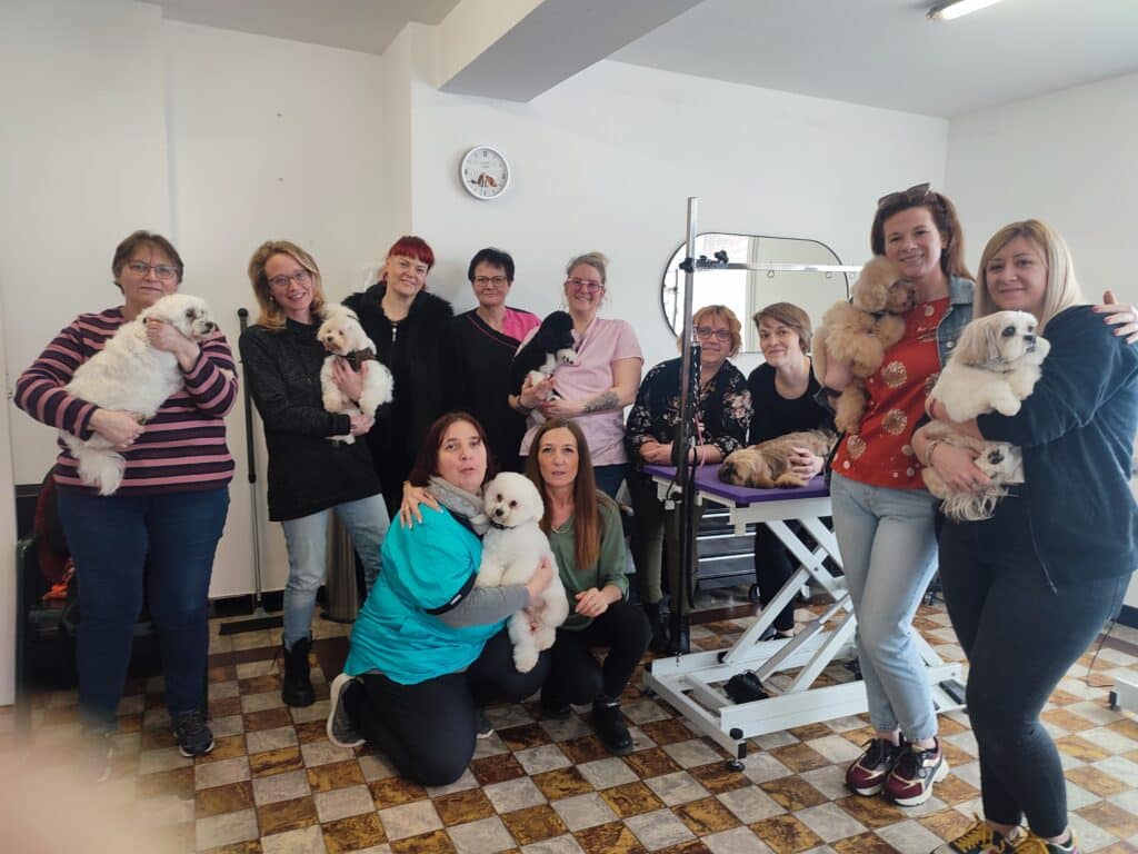 L'équipe et les élèves Canifed en atelier de toilettage